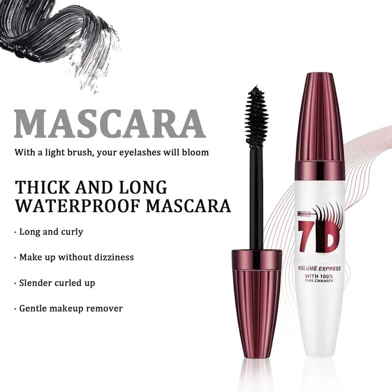 👁️✨ 7D Smudge-Proof! Waterproof Fiber Mascara for Natural Volume.
